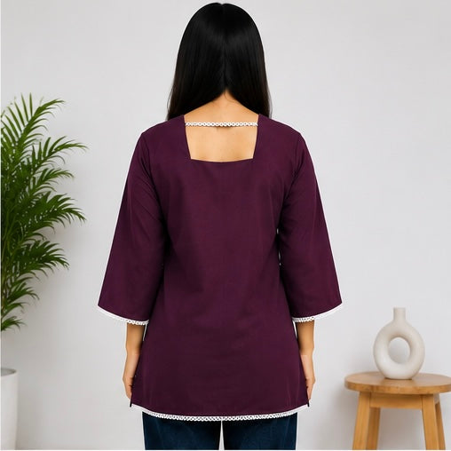 VASTROX Women’s Premium Cotton Bell Sleeve Top | Purple | Casual & Everyday Wear