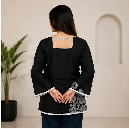 VASTROX Women’s Premium Cotton Bell Sleeve Top | Black | Casual & Everyday Wear