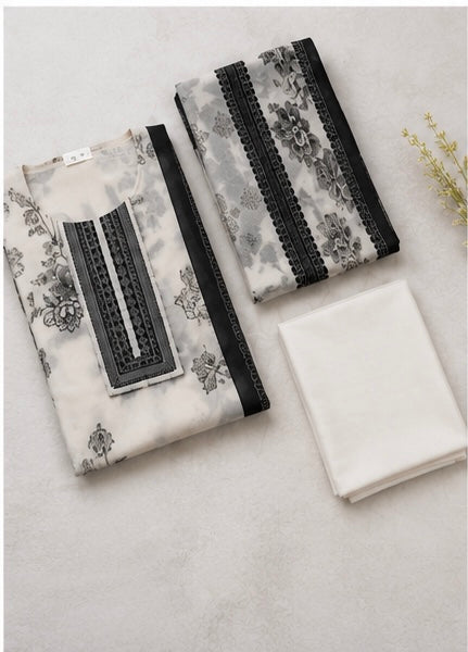 Elegant Black & White Printed Suit Set