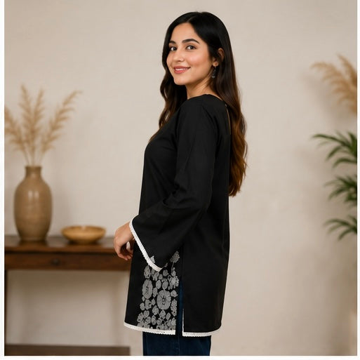 VASTROX Women’s Premium Cotton Bell Sleeve Top | Black | Casual & Everyday Wear