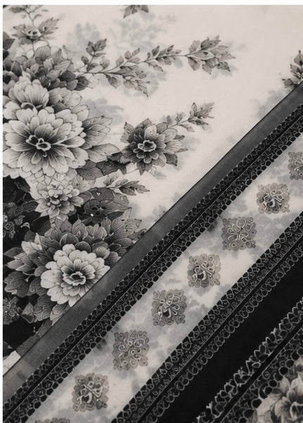 Elegant Black & White Printed Suit Set