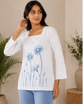 VASTROX Women’s White Floral Print Cotton Kurti